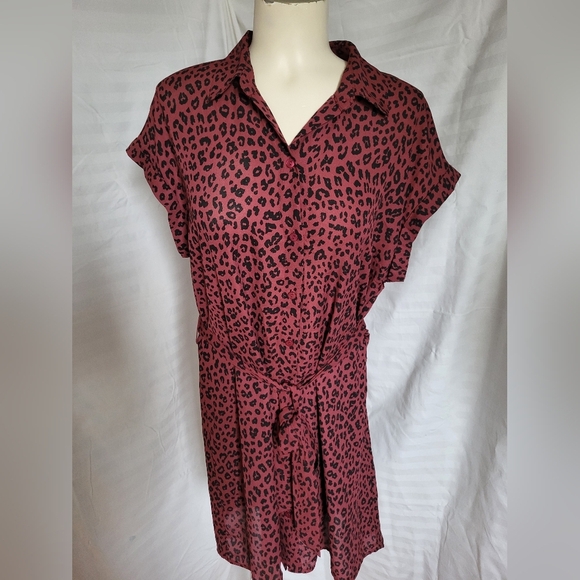 NEW Leopard Print Button-Up Dress, Size XL - Picture 1 of 5